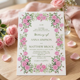 Invitation Élégantes roses poussiéreuses et sauge pour un mar