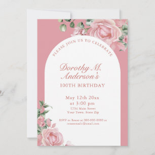Invitation Élégantes Roses Rose Tendre Fête d'anniversaire 10