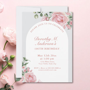 Invitation Élégantes roses roses blush pour la fête d'anniver