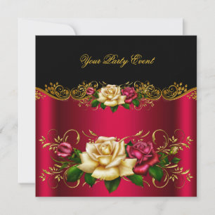 Invitation Élégantes roses roses crème rouges pour toute fête