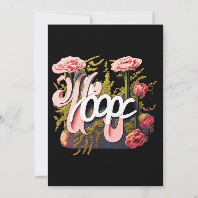 Invitation Élégantes Roses Roses Espoir Typographie (Devant)