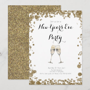 Invitation Élégantes Séquines Or Nouvel An Réveillon