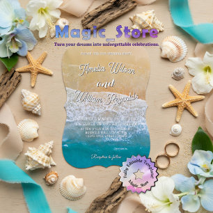 Invitation Élégantes vagues de mer de mariage sur la plage de