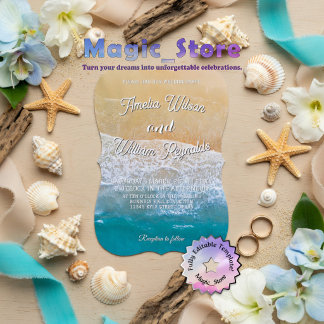 Invitation Élégantes vagues de mer de mariage sur la plage de