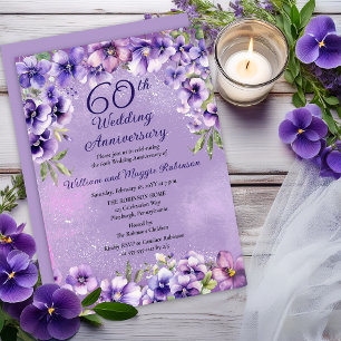Invitation Élégantes violettes violettes 60e anniversaire de