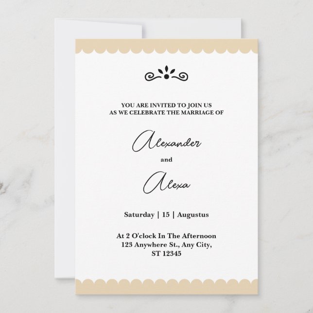 Invitation Élégants Bordures Dorées Mariage Cookie Minimalist (Devant)