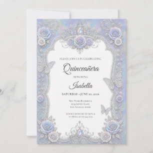 Invitation Élégants Papillons Irisés Quinceañera