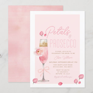 Invitation Élégants pétales et Fête des mariées de poursuites