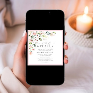Invitation Élégants Pétales & Perles Fête des mariées Florale
