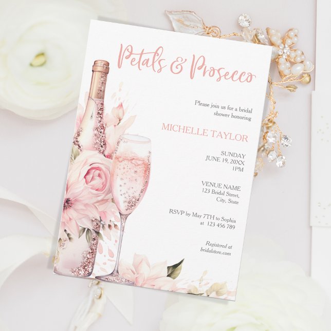 Invitation Élégants Pétales & Procuco Boho Blush Rose été (Créateur téléchargé)