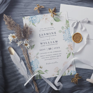 Invitation Élégants Pivoines et Hydrangeas Mariage Moderne