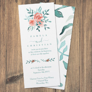 Invitation Élégants Roses d'hiver, Mariage Eucalyptus