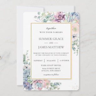 Invitation Élégants succulents Blush Floral Greenery Mariage