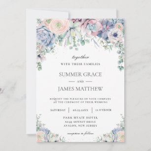 Invitation Élégants succulents Blush Floral Greenery Mariage