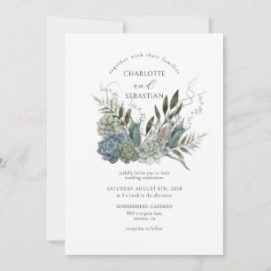 Invitation Élégants succulents peints Mariage floral