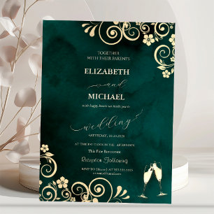 Invitation Elegants Tourbillons, Verres à Vin Confettis Maria