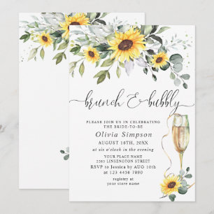 Invitation Elegants Tournesols Eucalyptus Brunch & Bubbly