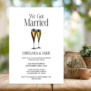 Invitation Élégants Verres à Champagne Mariage Après-Fête