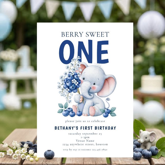 Invitation Élément Blueberry Berry Sweet One 1er Anniversaire (Créateur téléchargé)
