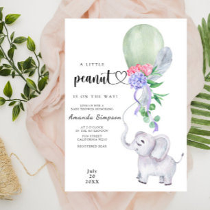 Invitation Élément de Baby Shower à l'aquarelle Éléphant et B