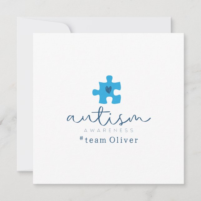 Invitation élément de puzzle bleu de sensibilisation à l'auti (Devant)