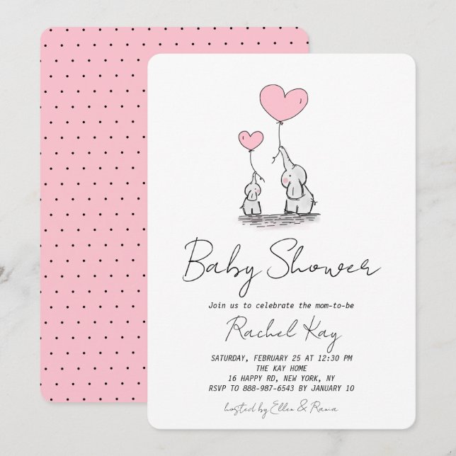 Invitation Élément de salle de bain pour bébé fille nouveau-n (Devant / Derrière)