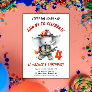 Invitation Élément Son d'Alarme Anniversaire de l'Éléphant Po