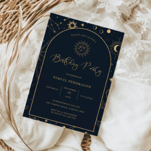 Invitation Eléments mystiques célestes Commencer Anniversaire