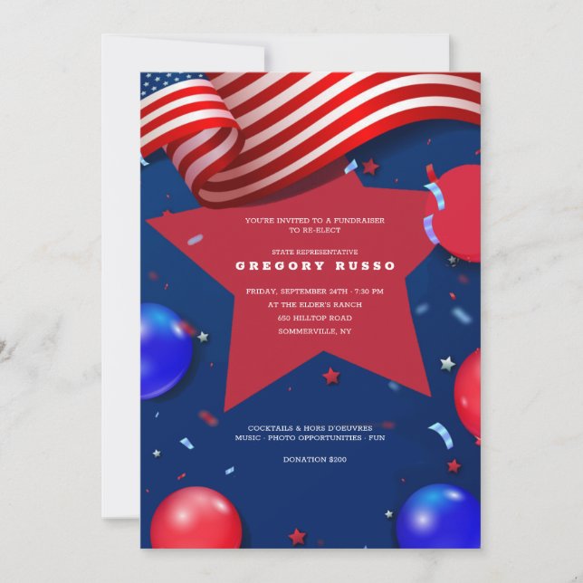 Invitation Éléments patriotiques (Devant)