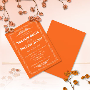 Invitation Éléments vintages orange vif et mariage de bordure