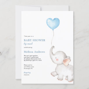 Invitation Eléphant avec Baby shower bleu à bulle par courrie