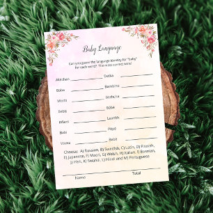 Invitation Elephant Baby shower Baby Language Game Card