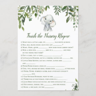 Invitation Elephant Baby shower Jeu avec réponse retour taill