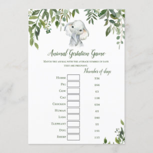 Invitation Elephant Baby shower Jeu avec réponse retour taill