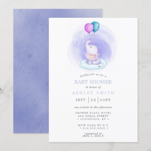 Invitation Eléphant Ballons Aquarelle Baby shower Whimsical
