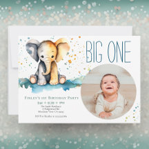 Elephant Big One 1st Birthday Party Photo enfant