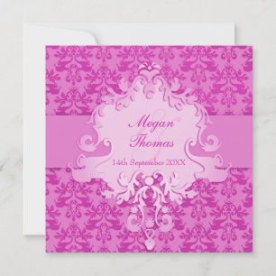 Invitation Elephant damask mauve wedding square Invite