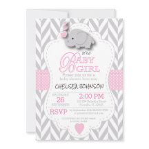 Eléphant gris rose, blanc 🐘 Baby shower