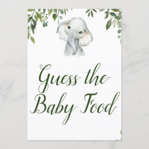 Invitation Eléphant Guess Baby Food Game Signe Taille 5x7"