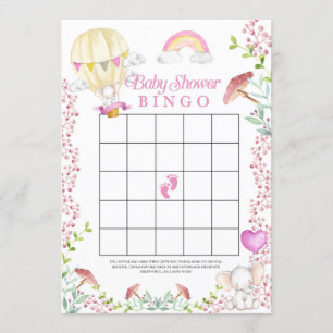 Invitation Elephant Hot Air Baby shower Bingo Jeu
