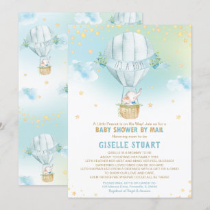Invitation Elephant Hot Air Balloon Baby shower par Mail Boy