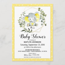 Eléphant jaune Baby shower moderne