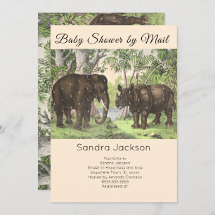 Invitation Elephant jungle Baby shower neutre genre par mail