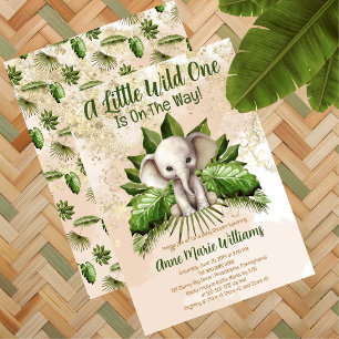 Invitation Elephant Little Wild One Est En Chemin Baby shower