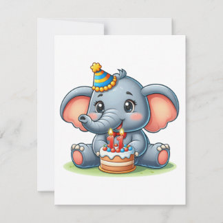 Invitation Éléphant Mignon 11e Anniversaire