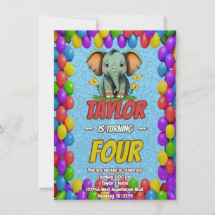 Invitation Eléphant mignon Personnalisé Anniversaire Invitati