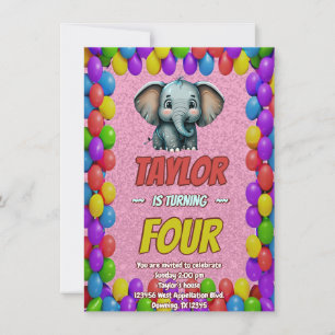 Invitation Eléphant mignon Personnalisé Anniversaire Invitati