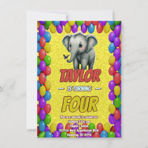 Invitation Eléphant mignon Personnalisé Anniversaire Invitati