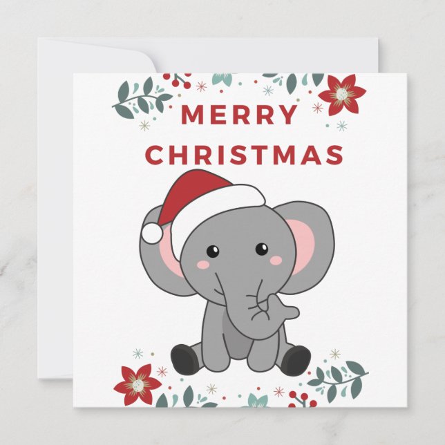 Invitation Éléphant Noël Neige Hiver Animaux Éléphants (Devant)