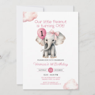 Invitation Elephant Our Little Peanut fête un anniversaire